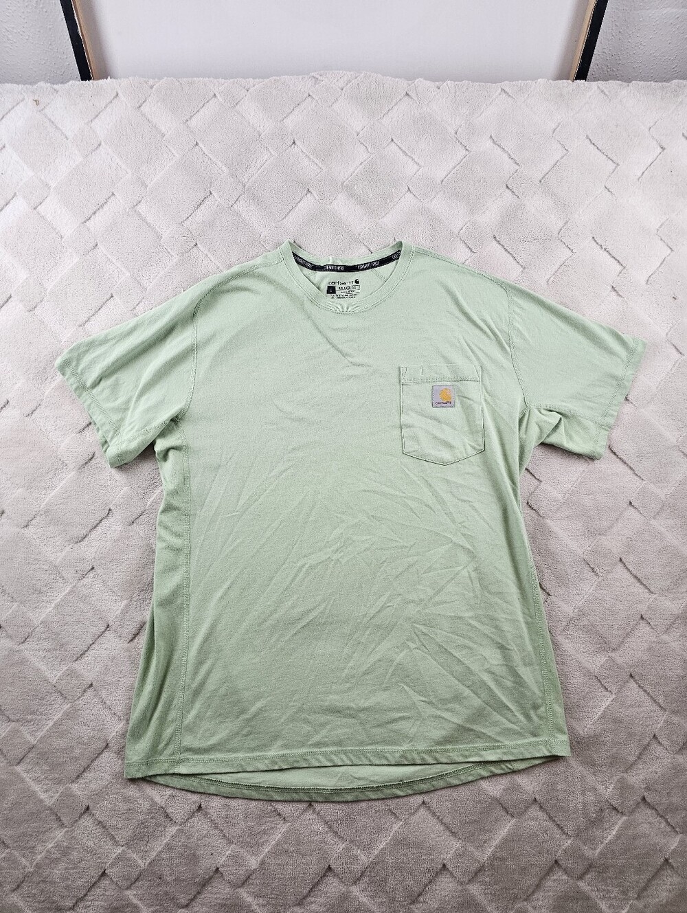 Carhartt Pocket T-Shirt Mens Large Relaxed Fit Light Green Crew Neck